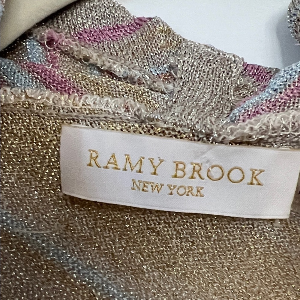 Ramy Brook Gold Pink Metallic Knit Evening Top XS - Picture 2 of 7